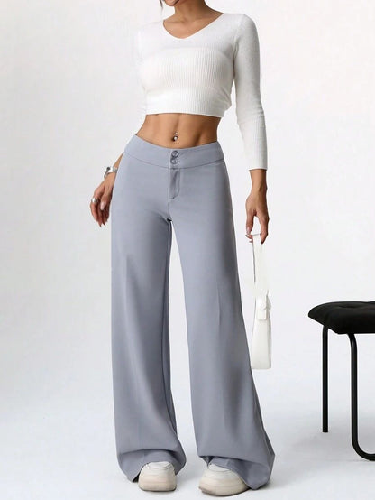 Black High Waist Wide Leg Palazzo Pants for Women