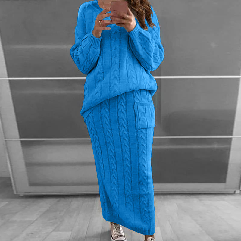 Cable Knit Sweater & Maxi Skirt Two Piece Set