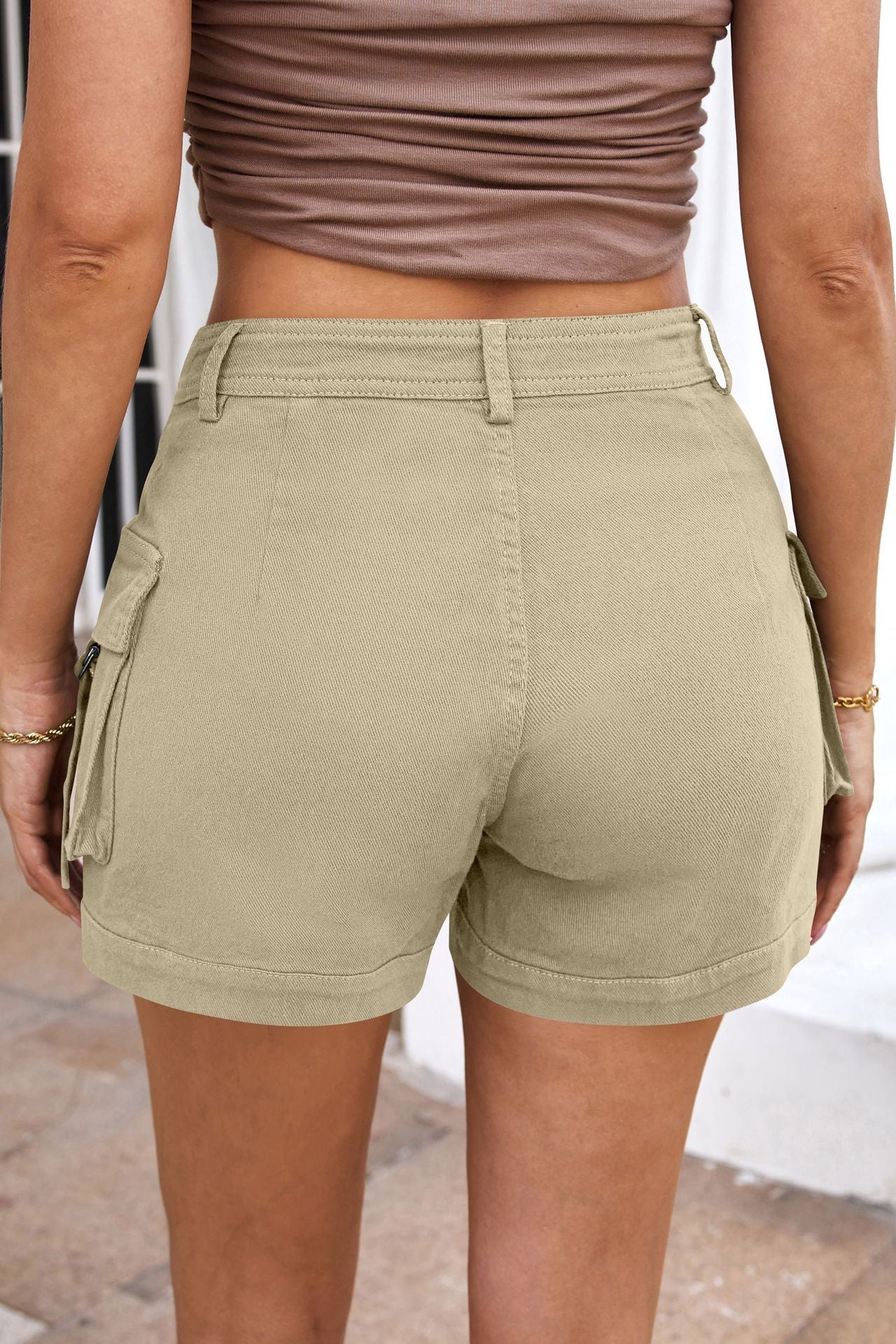 Women's High-Waisted Utility Cargo Shorts with Pockets – Trendy Summer Streetwear
