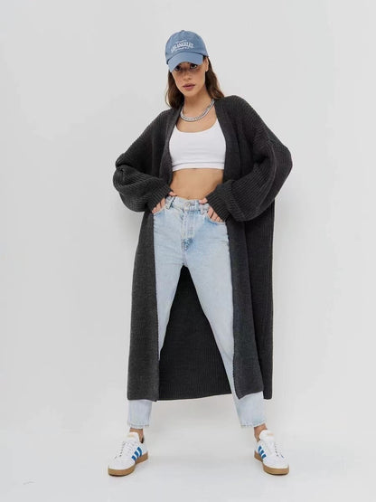 Womens Oversized Long Cardigan Open Front Knit Duster