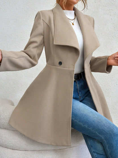 Women's Lapel Wool Coat Double Breasted Winter