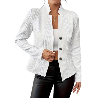 Women's Textured Button Front Blazer Jacket
