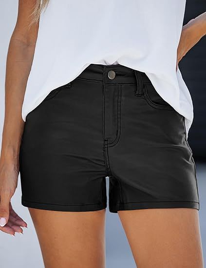High-Waisted Faux Leather Pocket Shorts for Women - Stylish & Slim Fit