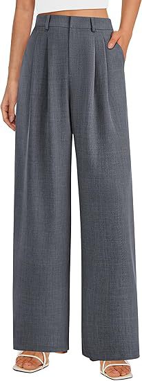 High Waist Wide Leg Trousers with Pockets