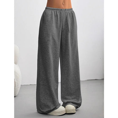 Drawstring Wide Leg Pants Elastic Waist Relaxed Fit