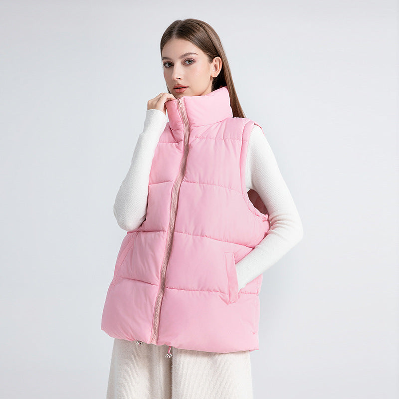 Women's Oversized Puffer Vest Stand Collar Zip Up Quilted