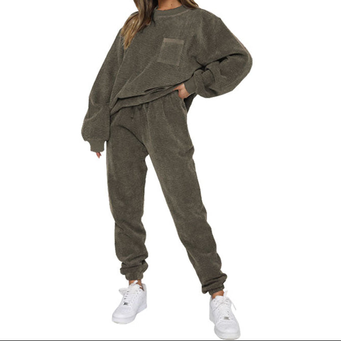 Women's Oversized Corduroy Matching Set Sweatshirt Joggers