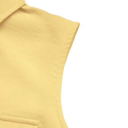 Yellow Sleeveless Button Down Belted Blouse Top