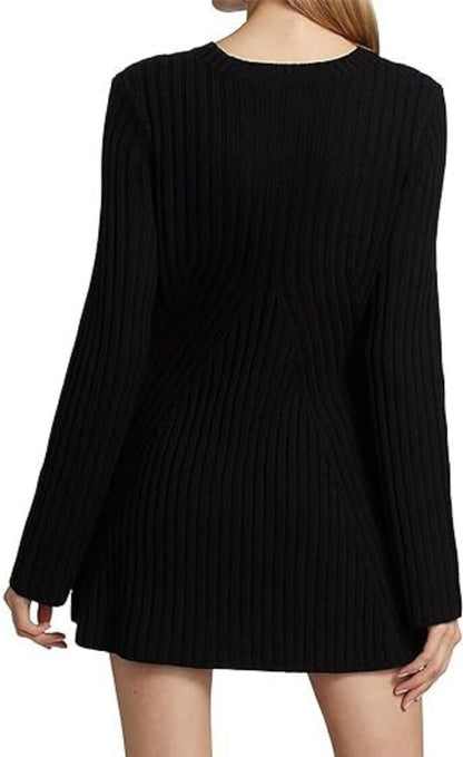 Women's Long Sleeve Ribbed Sweater Dress A-Line Casual