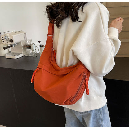 Black Crossbody Moon Sling Bag Casual Nylon Shoulder Purse