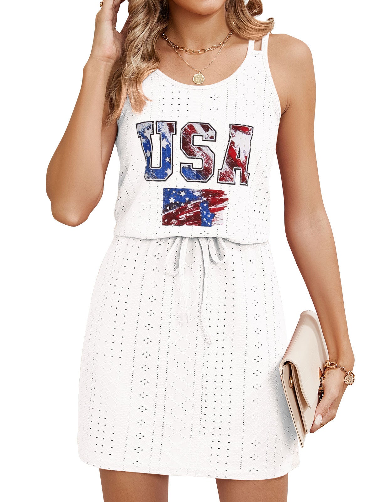 Open Knit Swim Cover Up Sleeveless Boho Beach Dress