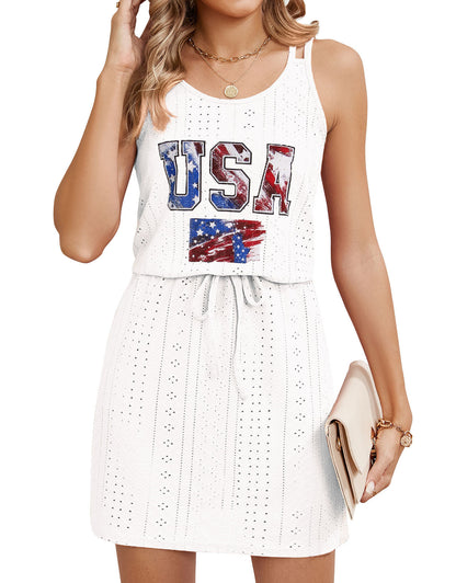 Open Knit Swim Cover Up Sleeveless Boho Beach Dress