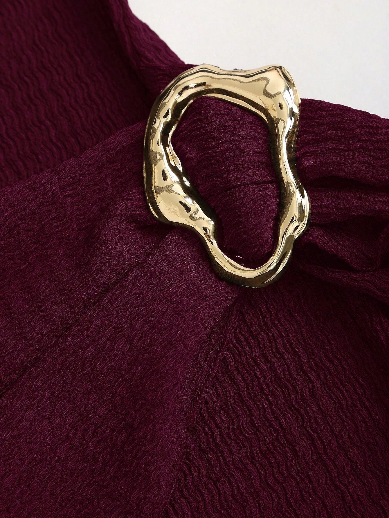 Ruched Knit Bodycon Dress Metal Ring Long Sleeve Mini