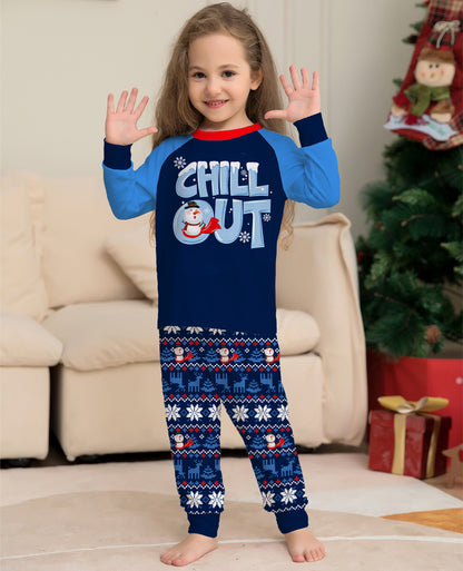 Snowman Alphabet Parent-child Dress Printed Christmas Pajama Set