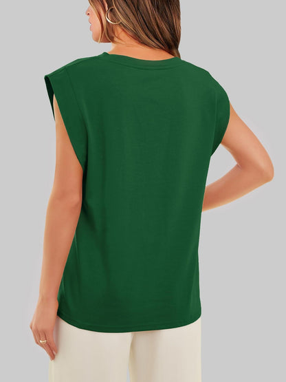 Casual Sleeveless Crew Neck Loose Tank Top