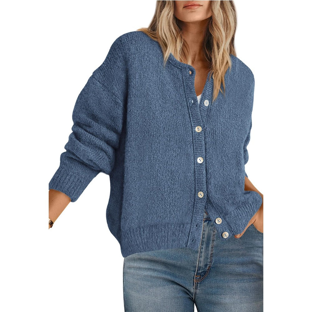 Womens Oversized Button Front Cardigan Knit Sweater