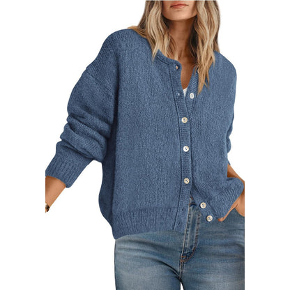 Womens Oversized Button Front Cardigan Knit Sweater