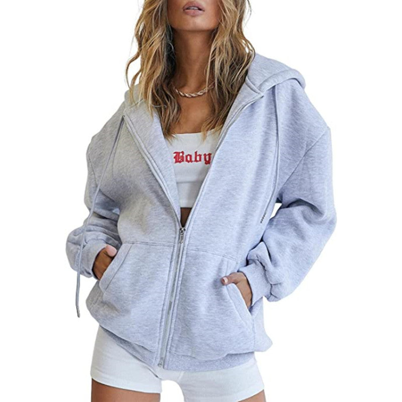 Women's Oversized Fleece Zip Up Hoodie Jacket
