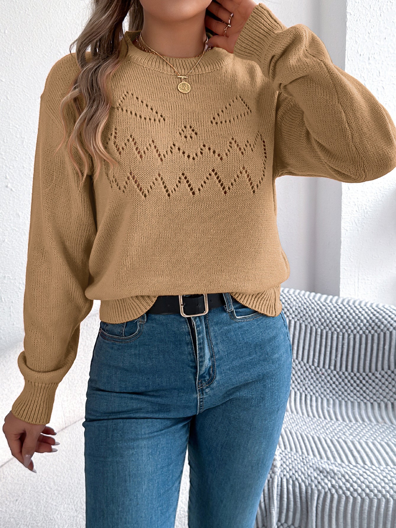 Hollowed Lantern Sleeve Pullover Sweater - Halloween Style