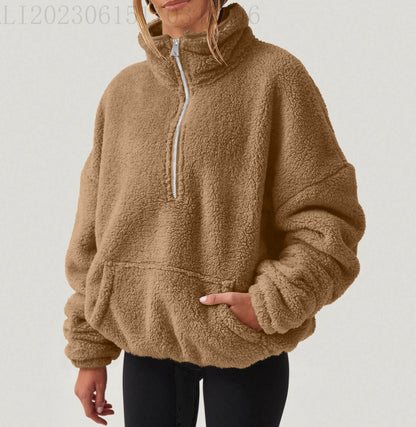 Women's Oversized Sherpa Quarter Zip Pullover
