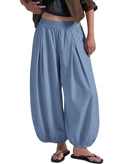 Women's Loose Wide Leg Pants Elastic Waist Casual Trousers