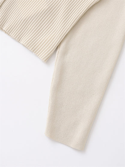 Women's Crew Neck Button Front Long Sleeve Knit Cardigan