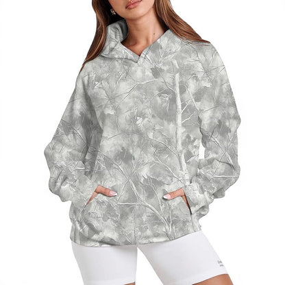 Women's Oversized Nature Print Hoodie Pullover