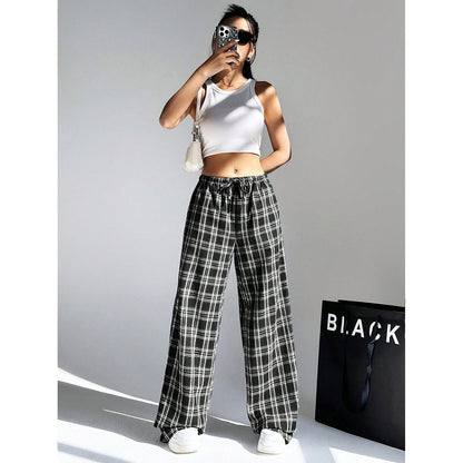 Leopard Print Wide Leg Pants High Waist Pocket Casual