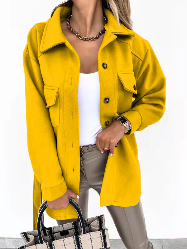 Womens Belted Wool Blend Shacket Jacket