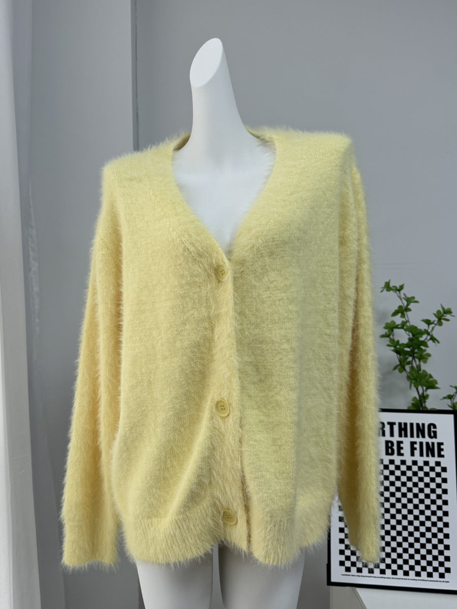 Women’s Faux Fur Cardigan Soft Oversized Knit Sweater