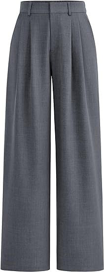 High Waist Wide Leg Trousers with Pockets