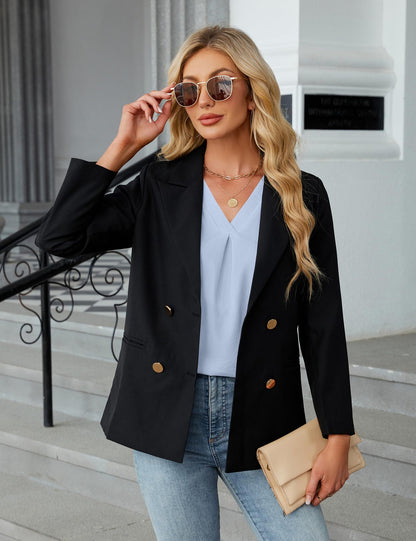 V Neck Ruffle Sleeve Chiffon Blouse Dressy Casual Top