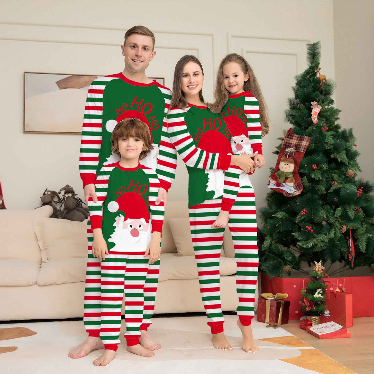 Letter Striped Parent-child Dress Printed Loungewear Christmas Pajamas