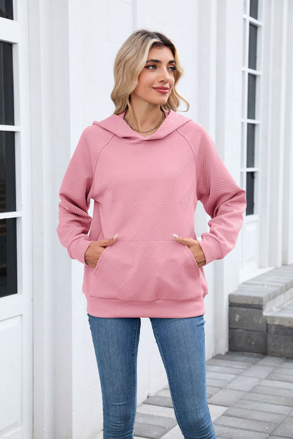 Women's Oversized Textured Hoodie Pullover with Pocket