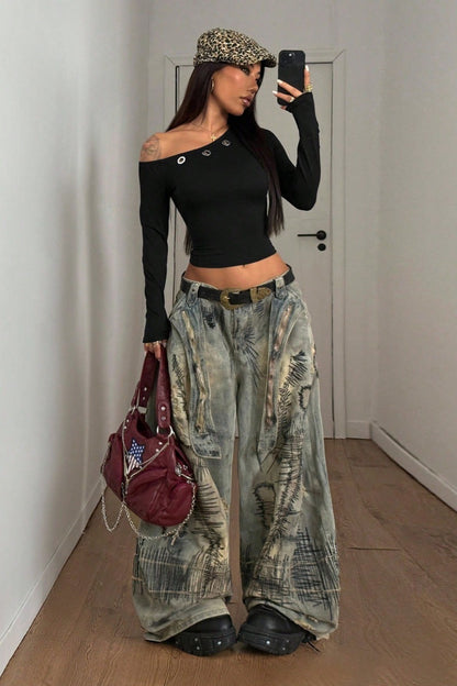 Sexy One Shoulder Long Sleeve Crop Top Going Out