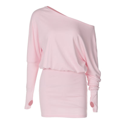 Y2K One Shoulder Long Sleeve Bodycon Mini Dress