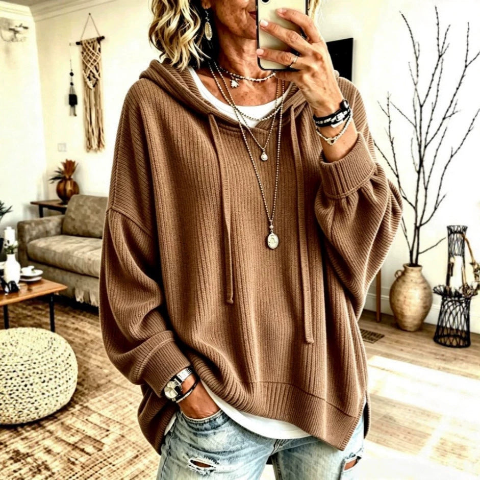 Women's Oversized Knit Hoodie Pullover Casual Sweater