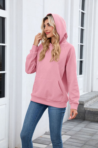Women's Oversized Textured Hoodie Pullover with Pocket