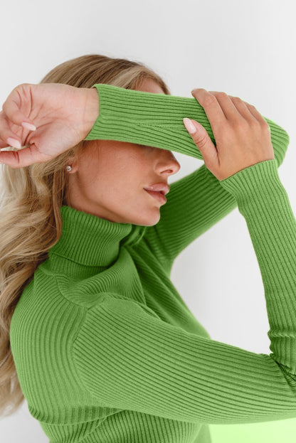 Women's Ribbed Turtleneck Sweater Long Sleeve Knit Top