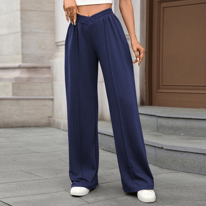 Women's Elastic Waist Wide Leg Pants Casual Loose Fit