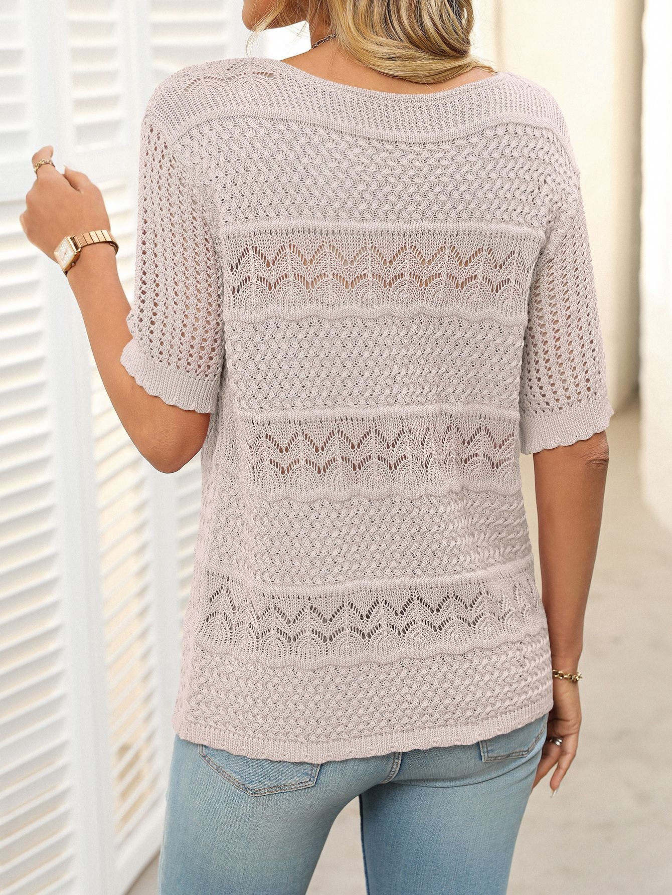 Cross-Border Sexy Hollow Knit Crochet Top