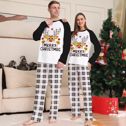 Deer Letter Plaid Parent-child Outfit Printed Loungewear Christmas Pajamas