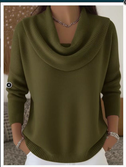 Women's Oversized Cowl Neck Knit Pullover Sweater