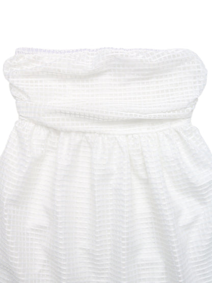Solid Grid Strapless Dress Sweet Resort Mini Sundress