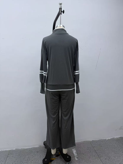 Women's Half Zip Sweatshirt Wide Leg Pants Matching Set
