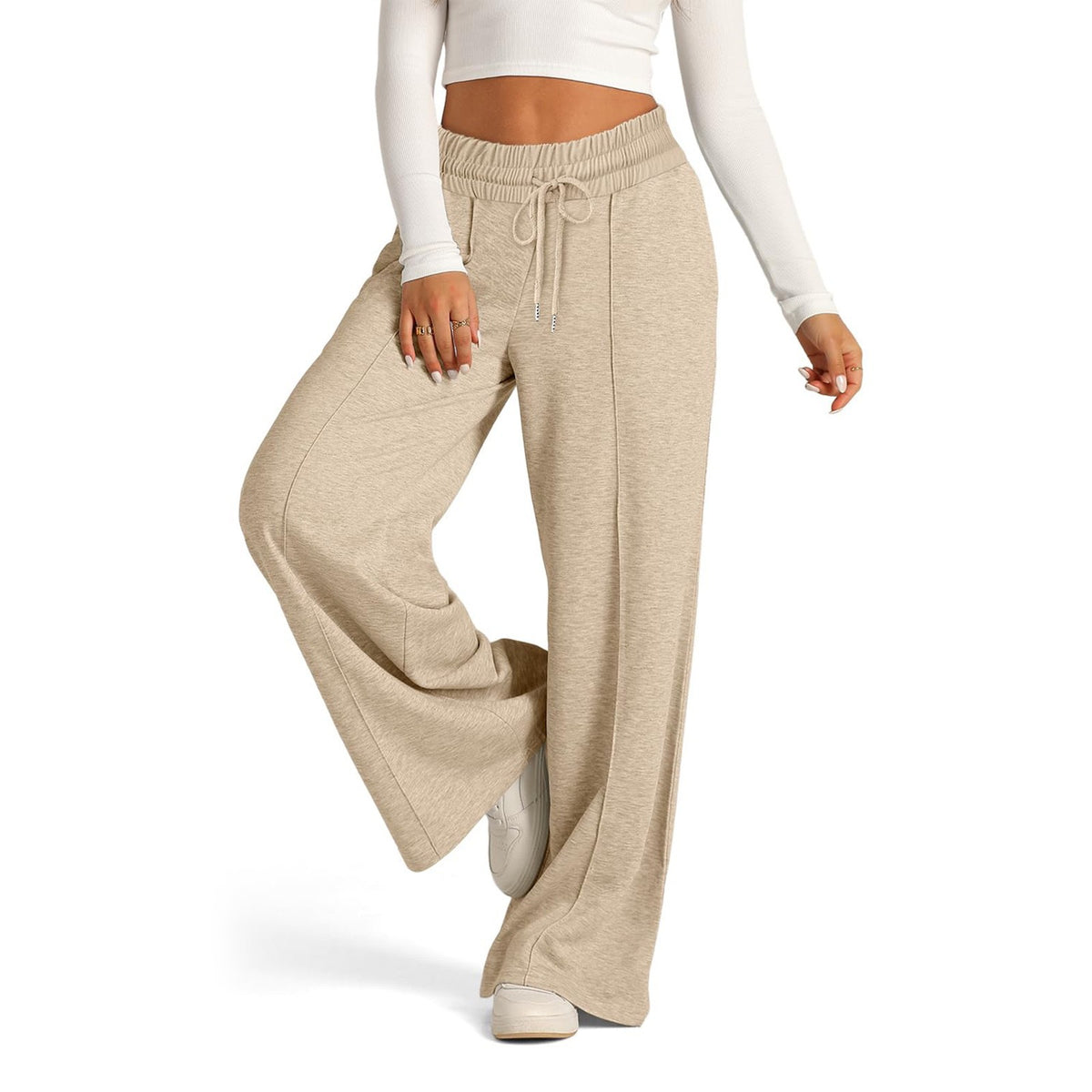 Women's High Waisted Wide Leg Drawstring Casual Pants