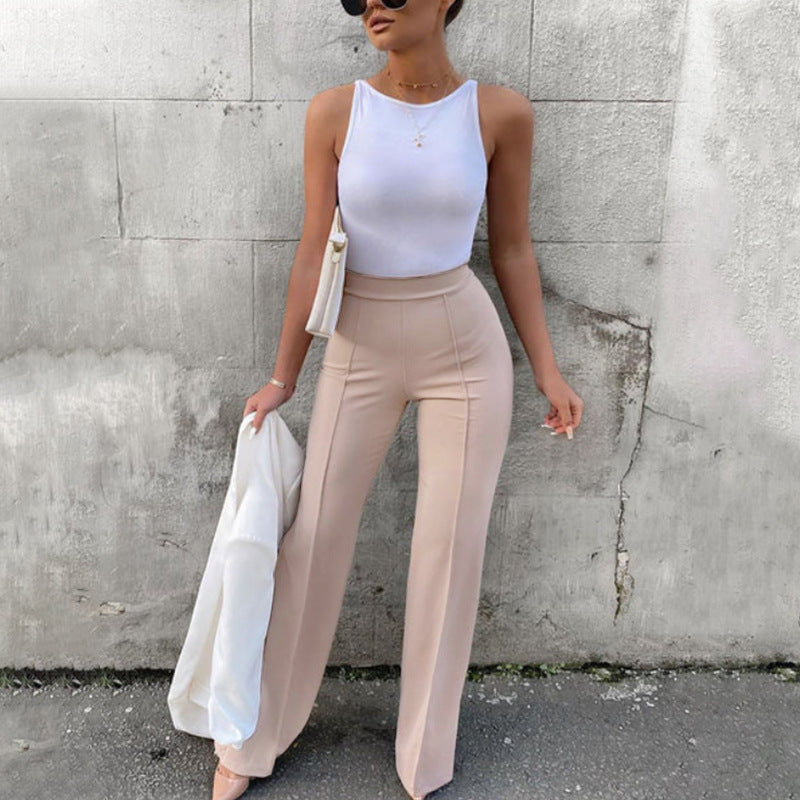 Women's High Waisted Flare Pants Stretchy Wide Leg Casual