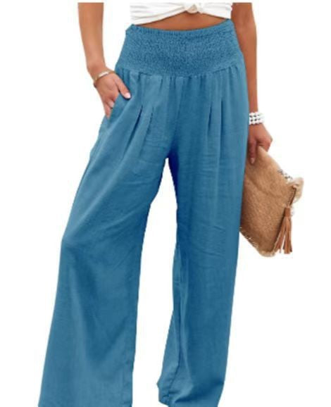 Women's Elastic Waist Wide Leg Casual Pants
