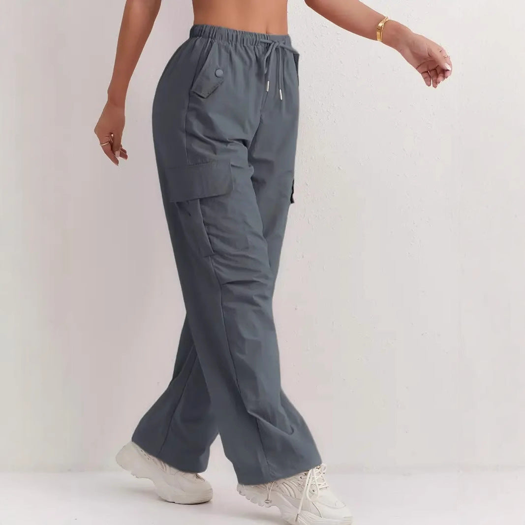Women's High Waisted Cargo Pants Wide Leg Quick Dry Pockets