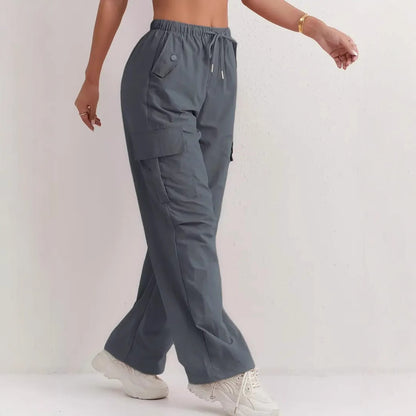 Women's High Waisted Cargo Pants Wide Leg Quick Dry Pockets